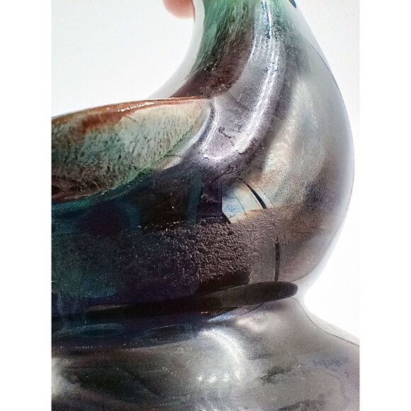 Ceramic Duck Vintage Figurine Green Black Glazed 5.25 Inches Baby Duckling - Picture 12 of 14